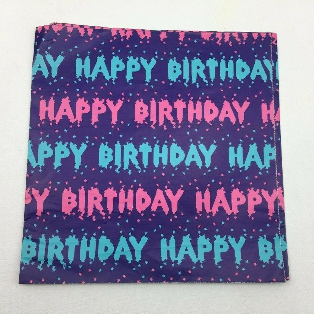 Happy Birthday Tissue Paper Gift Wrapping Present Pink Blue Purple 30